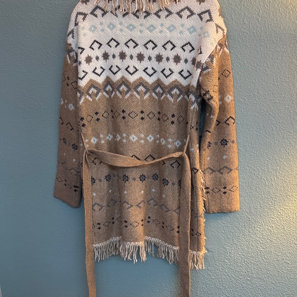 Lucky Brand Western Style Fringe blanket sweater jacket - Picture 8 of 9
